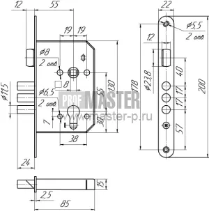 Замок противопожарный Меттэм ЗВ4 402.0.0