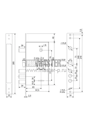 Замок Гардиан 3015 с встроенной задвижкой