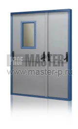 Дверь двухстворчатая остекленная EIS-60 Антипаник Push Bar