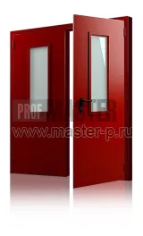 Дверь двухстворчатая EIS-60 с остеклением без порога