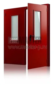 Дверь двухстворчатая EIS-60 с остеклением без порога | Фото 13926