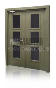 Дверь двухстворчатая EIS-60 с остеклением и доборами | Фото 13944