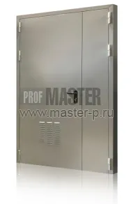 Дверь металлическая 2х створчатая огнестойкая с встроенной вент решеткой EI-60 | Фото 13965