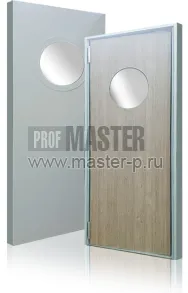 Дверь стальная маятниковая с иллюминатором Дверь стальная маятниковая с иллюминатором