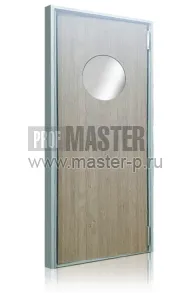 Дверь стальная маятниковая с иллюминатором Дверь стальная маятниковая с иллюминатором