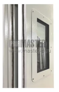 Дверь стальная маятниковая двухстворчатая остекленная | Фото 23211