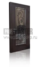 Стальная дверь в котельную с кованой решеткой