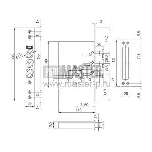 Замок KALE 287D (дополнительный под цилиндр)